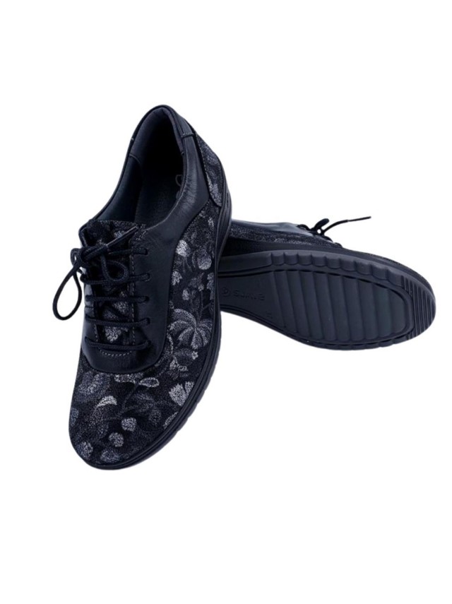 zapato suave negro estampado 3608