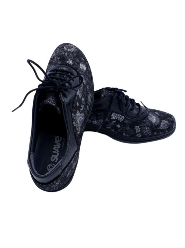 zapato suave negro estampado 3608