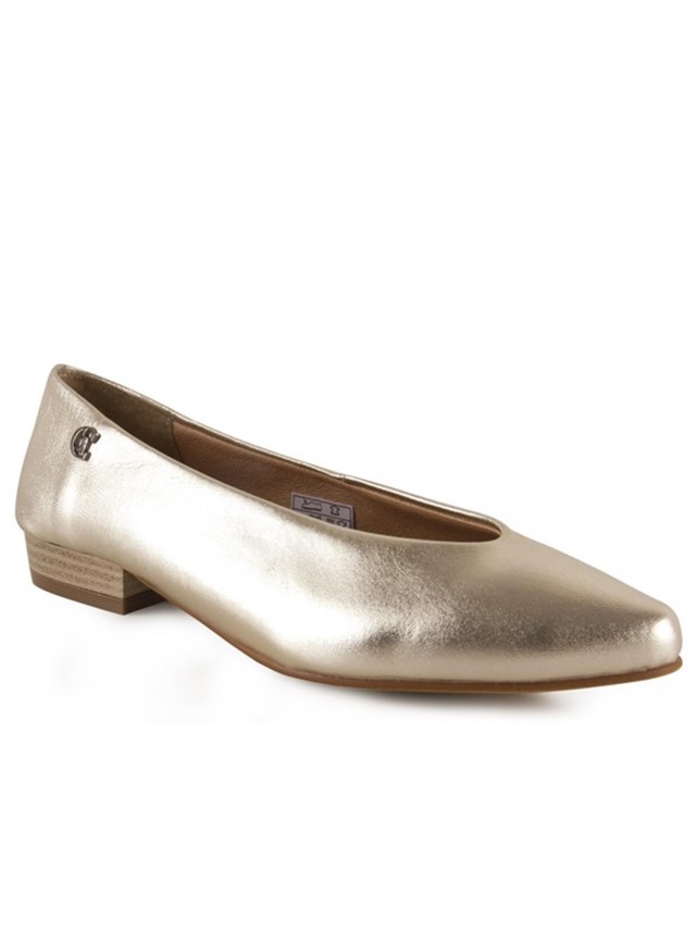 Zapatos vestir chamby francesita metalizada oro 638