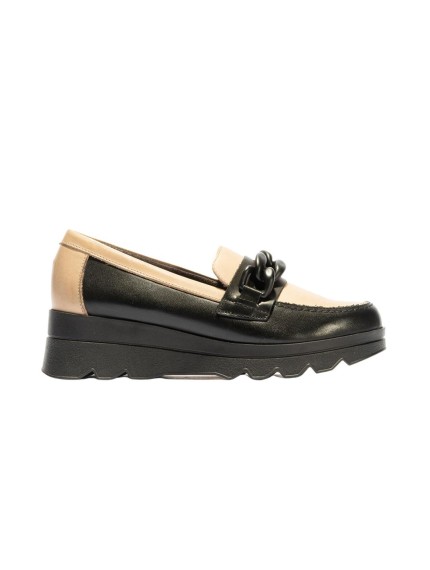 Zapato mujer Pitillos Mocasin bicolor negro 5354