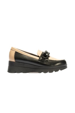 Zapato mujer Pitillos Mocasin bicolor negro 5354