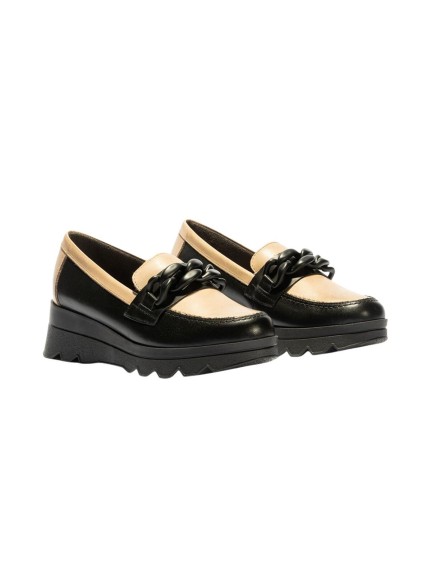 Zapato mujer Pitillos Mocasin bicolor negro 5354 2