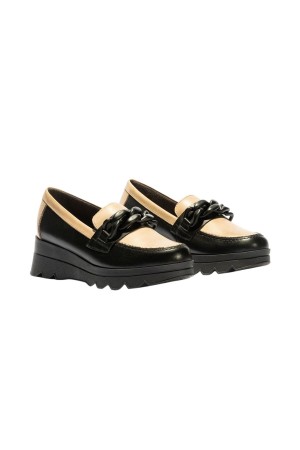 Zapato mujer Pitillos Mocasin bicolor negro 5354