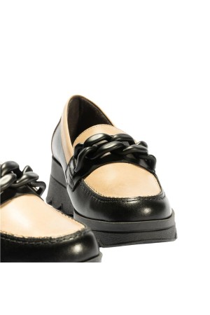 Zapato mujer Pitillos Mocasin bicolor negro 5354