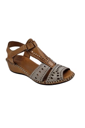 sandalias cuña 48horas cuero-tierra 414003