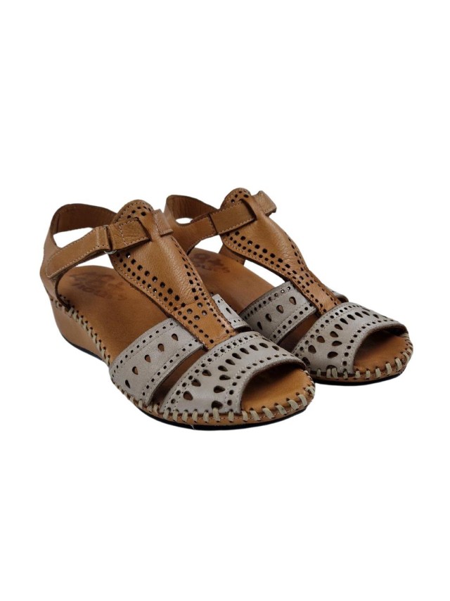 sandalias cuña 48horas cuero-tierra...