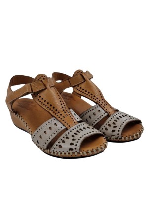 sandalias cuña 48horas cuero-tierra 414003