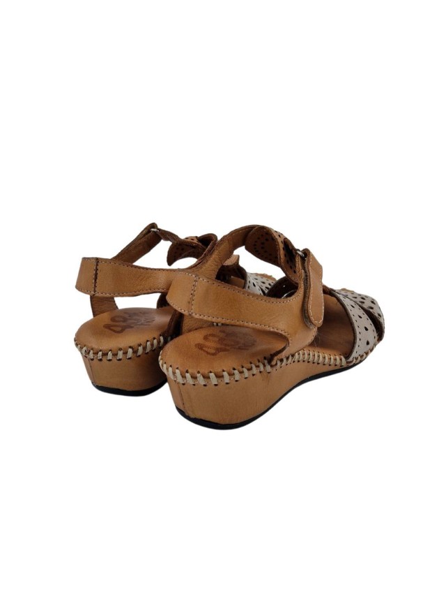sandalias cuña 48horas cuero-tierra...
