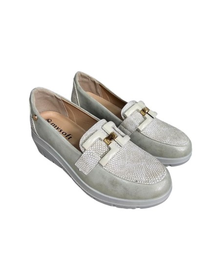 Mocasines Mujer My Soft Platino 24m310 2