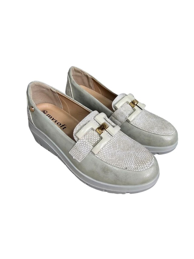 Mocasines Mujer My Soft Platino 24m310