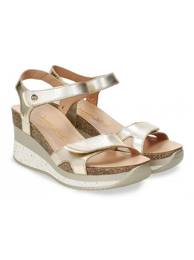 Sandalias cuña mujer panama jack oro...
