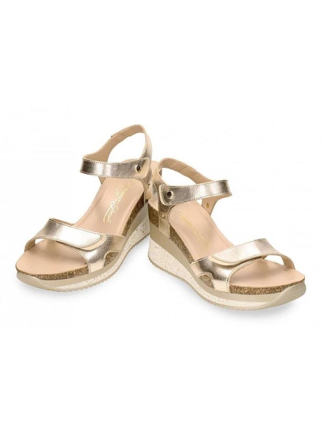 Sandalias cuña mujer panama jack oro...