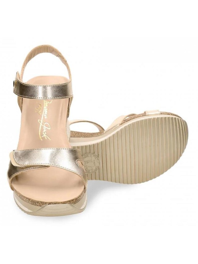 Sandalias cuña mujer panama jack oro...
