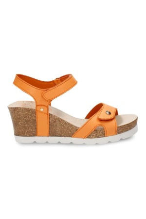 Sandalias cuña Mujer Panama jack naranja julia b61
