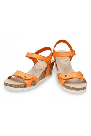 Sandalias cuña Mujer Panama jack naranja julia b61