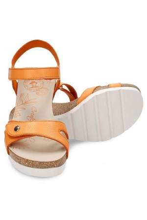 Sandalias cuña Mujer Panama jack naranja julia b61