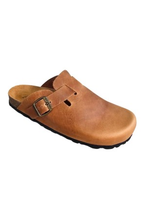 Sandalias Hombre Autenti Zueco Hebilla Marron 356