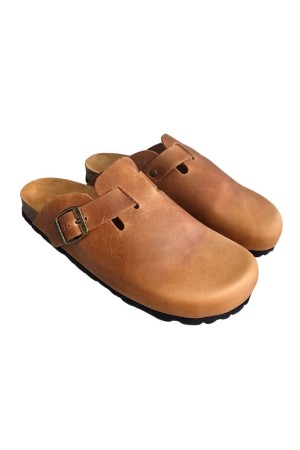Sandalias Hombre Autenti Zueco Hebilla Marron 356