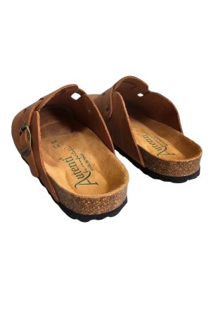 Sandalias Hombre Autenti Zueco Hebilla Marron 356