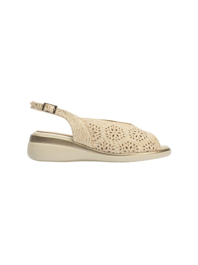 Sandalias cuña Mujer Pitillos oro...