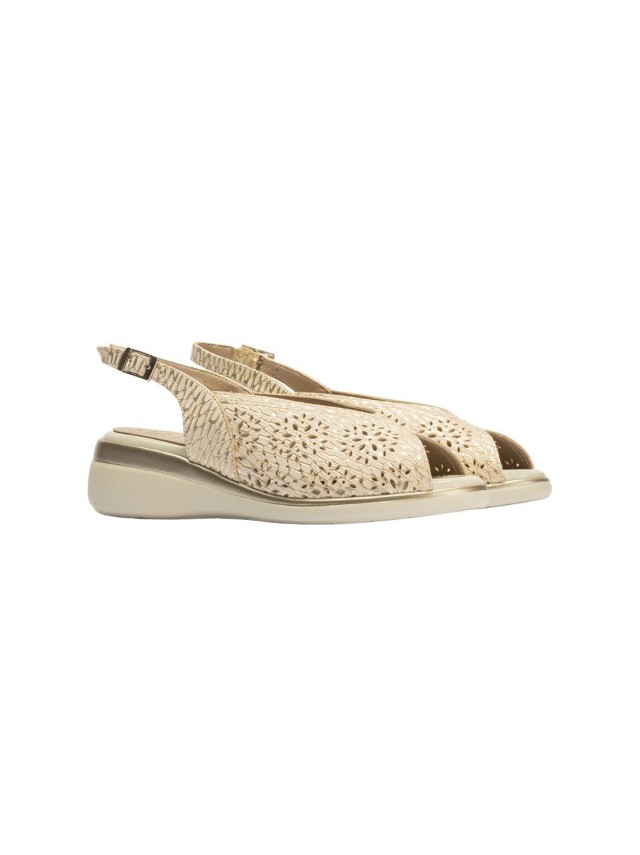 Sandalias cuña Mujer Pitillos oro...