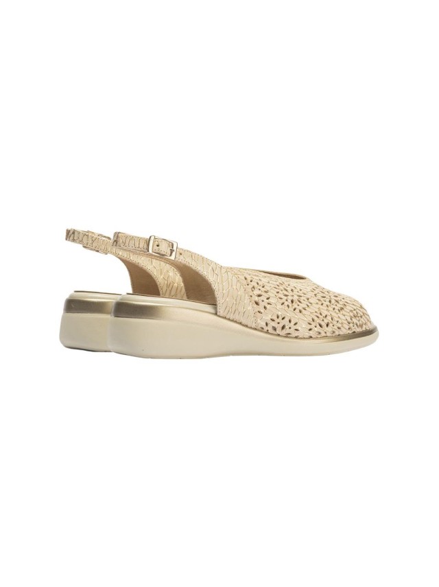 Sandalias cuña Mujer Pitillos oro...