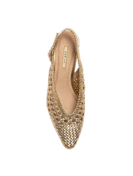 Sandalia tacon Mujer trenzado platino-oro m4150 2