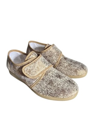 Alpargatas Lona Mujer Fantasia Velcro beige 2355