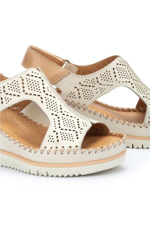 Sandalias cuña mujer pìkolinos aguadulce nata w3z-1775c1