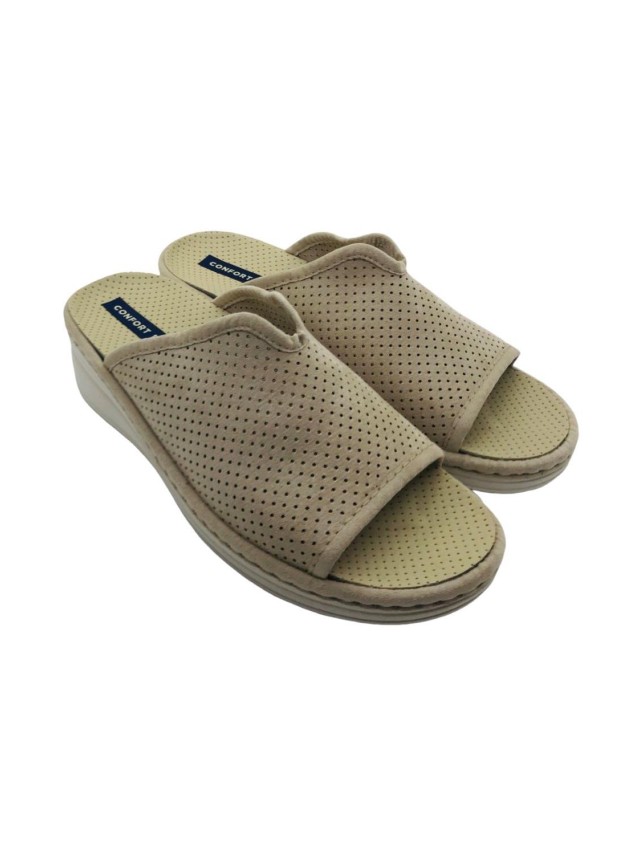 zapatillas cuña pinturines beige 4028