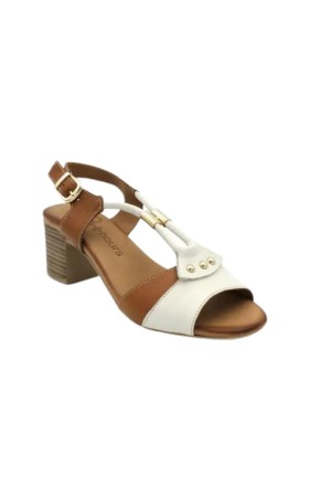 sandalias tacon 48horas crema-cuero 515006
