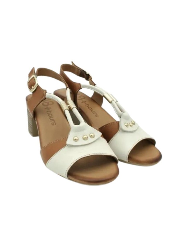 sandalias tacon 48horas crema-cuero...