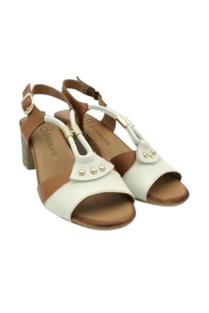 sandalias tacon 48horas crema-cuero 515006
