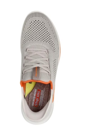 deportivos fitness skechers slip-ins gris-naranja 210810