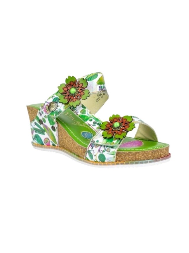 sandalias cuña laura vita verde...