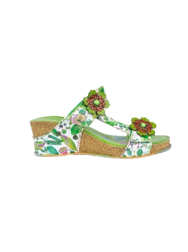 sandalias cuña laura vita verde...