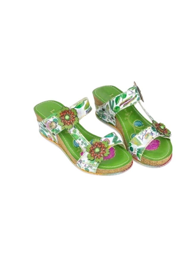 sandalias cuña laura vita verde...