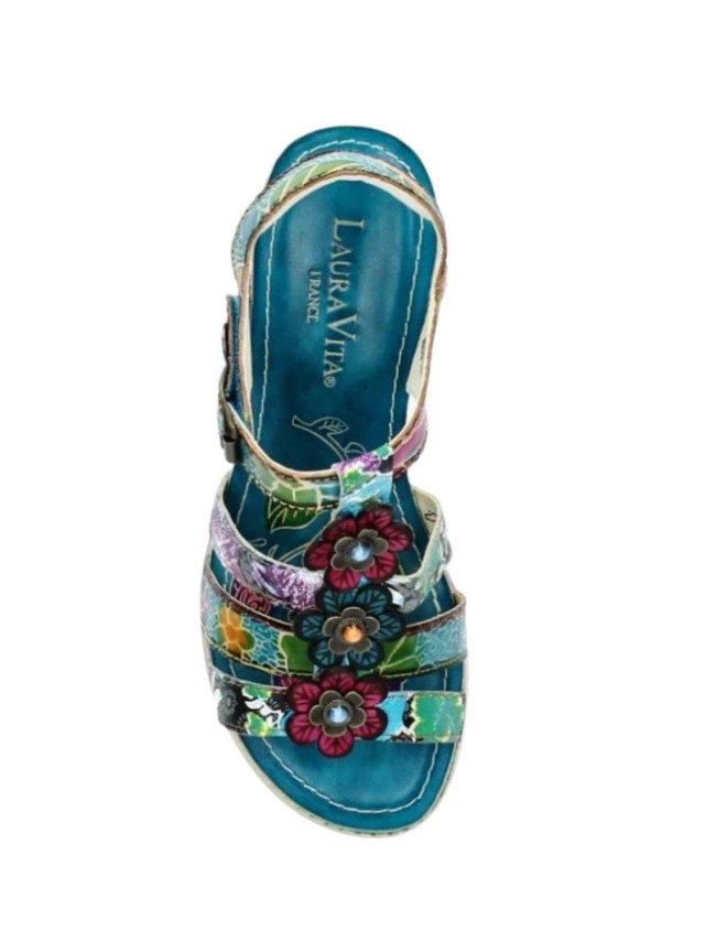 sandalias cuña laura vita turquesa...