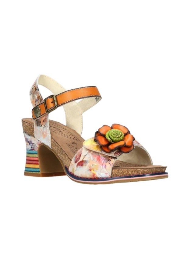 sandalias tacón  laura vita naranja...