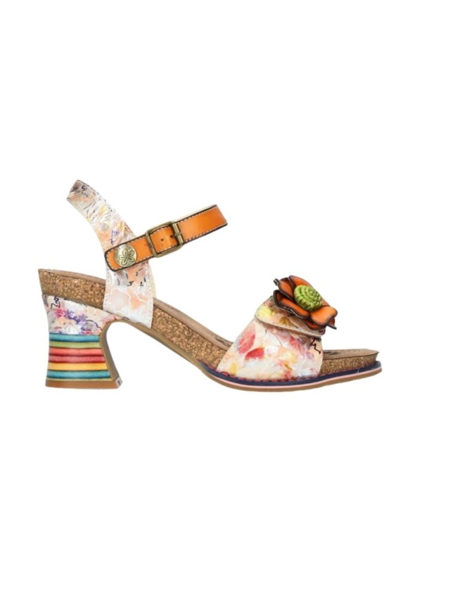 sandalias tacón  laura vita naranja...