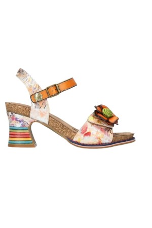 sandalias tacón  laura vita naranja decbyo22