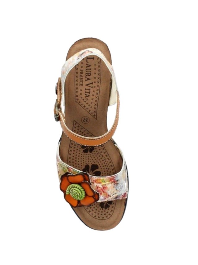 sandalias tacón  laura vita naranja...