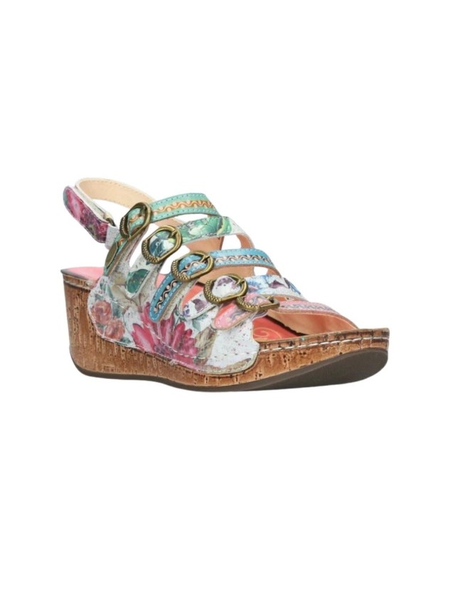 sandalias cuña laura vita multicolor...