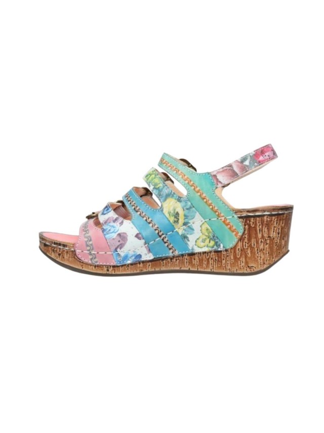 sandalias cuña laura vita multicolor...