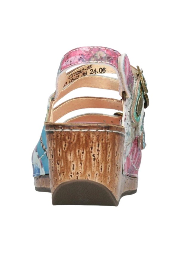 sandalias cuña laura vita multicolor...