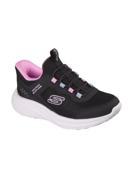 deportivos fitnnes skechers bounder negro rosa 303585l