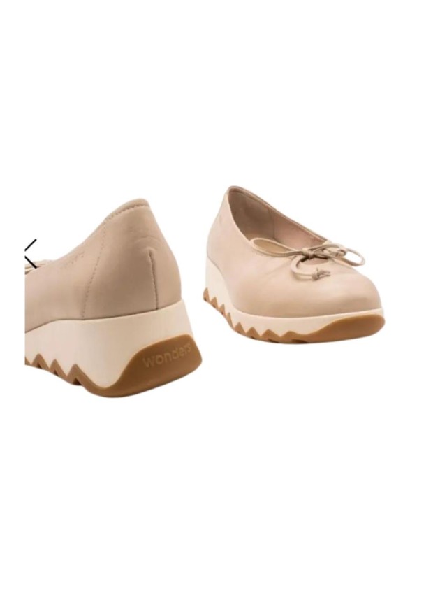 zapatos cuña wonders sauvag beige c-7621
