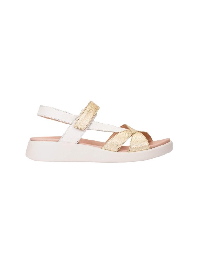 sandalias cuña wonders platino c-6552