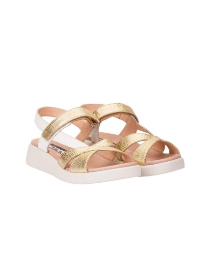 sandalias cuña wonders platino c-6552 2