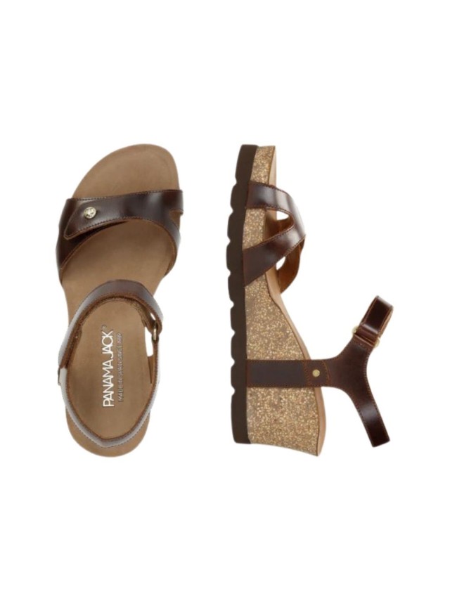 sandalias cuña panama jack cuero...